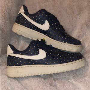 navy blue and gold air force ones